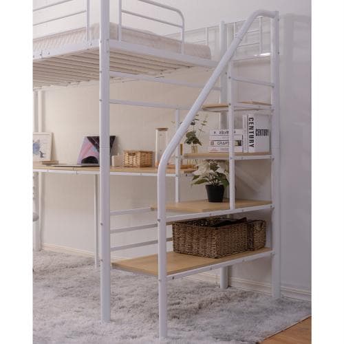 ロフトベッド 階段付き パイプベッド シングル コンセント付き 大人 子供
