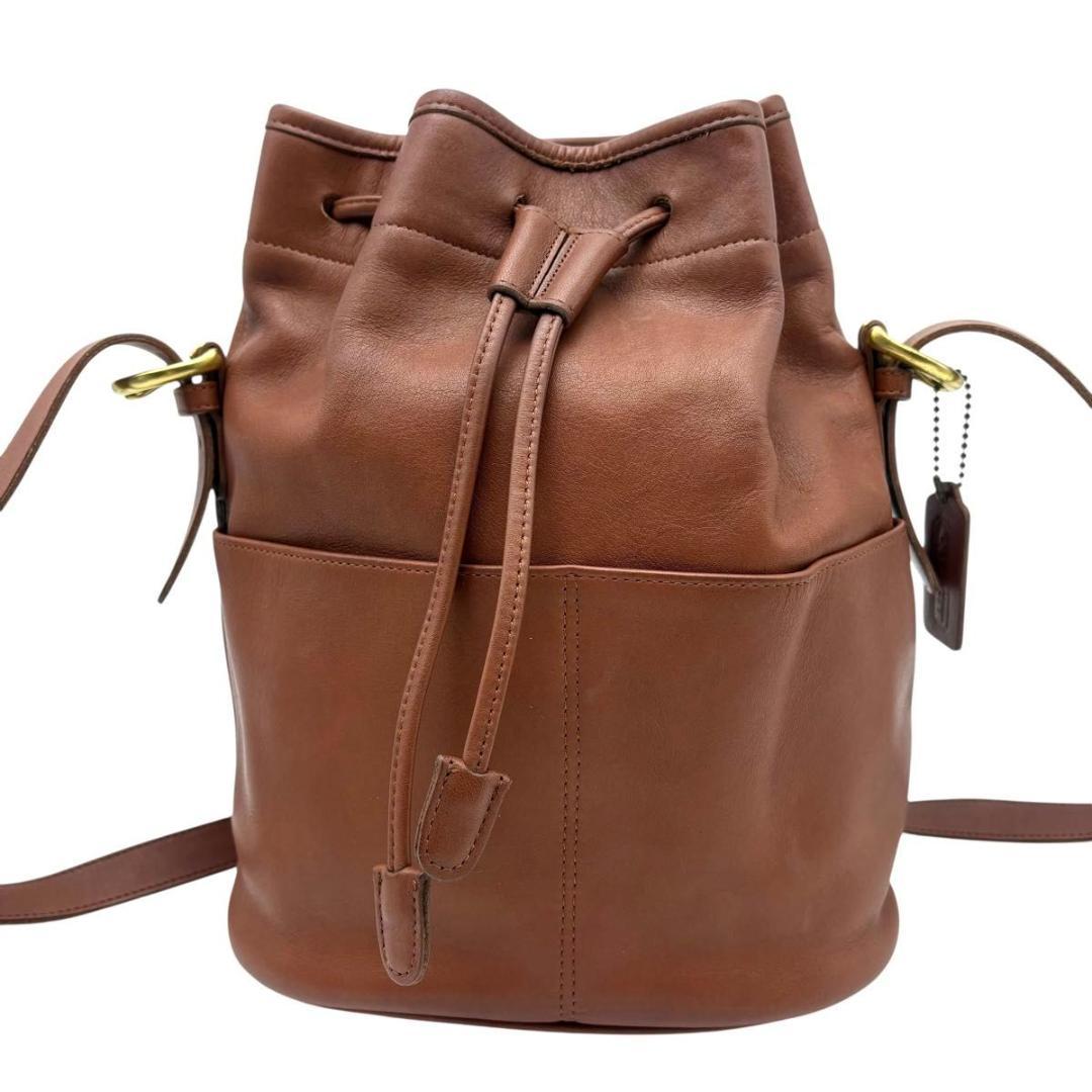 old coach オールドコーチ ショルダーバッグ 巾着型 レザー　ブラウン