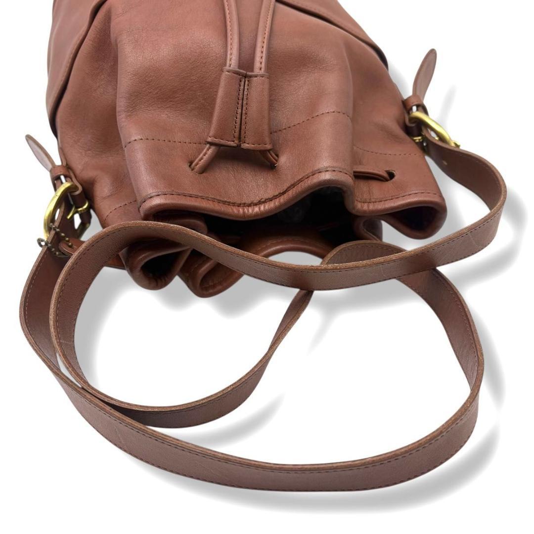 old coach オールドコーチ ショルダーバッグ 巾着型 レザー　ブラウン