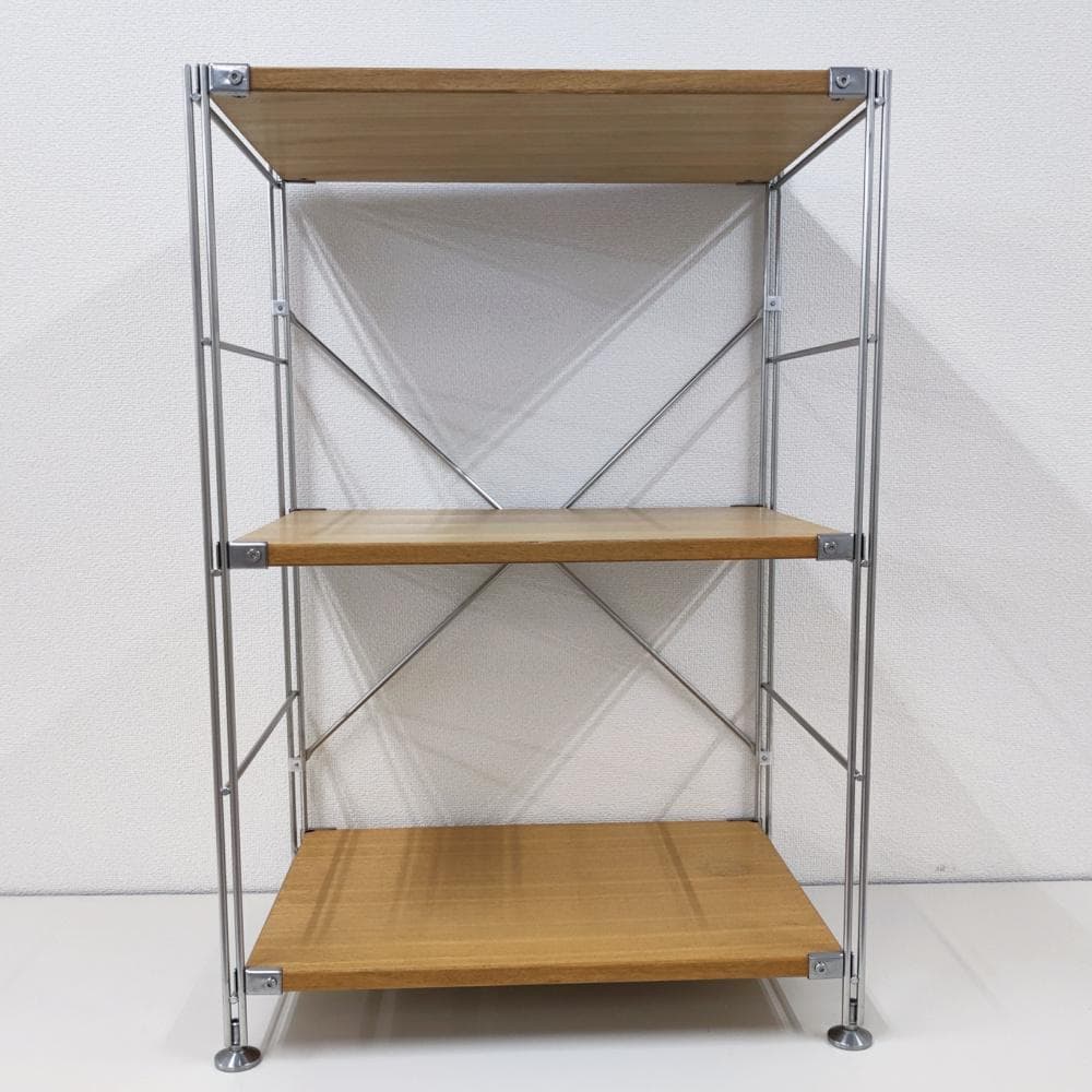 無印良品 ステンレスユニットシェルフ　オーク材棚セット　小　３段