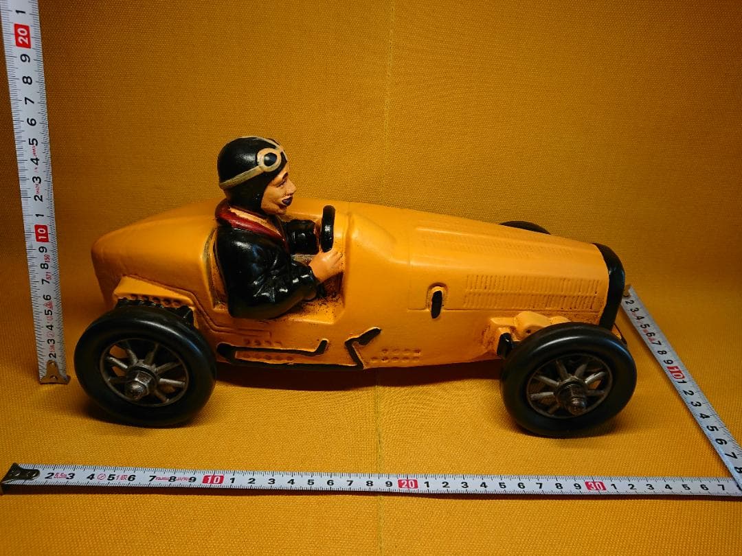 【美品】ビンテージ　レースカー　陶器　置物　インテリア　工芸品　美術品A2974