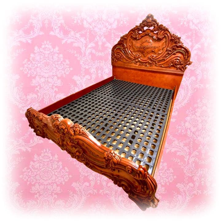 た*ー様 アンティーク 猫脚 装飾 ベッド 寝具 ロココ レリーフ 彫刻 家具