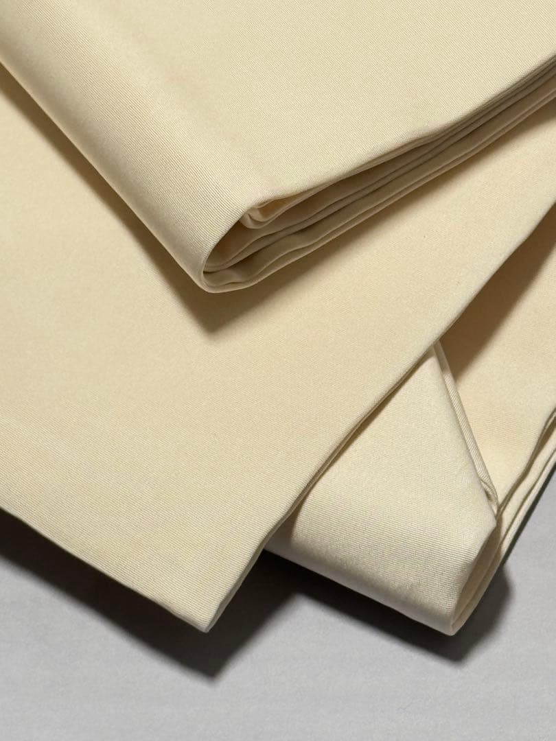 [美品] 塩瀬　名古屋帯　正絹　お太鼓柄　椿　洒落帯　白　カジュアル　小紋　無地