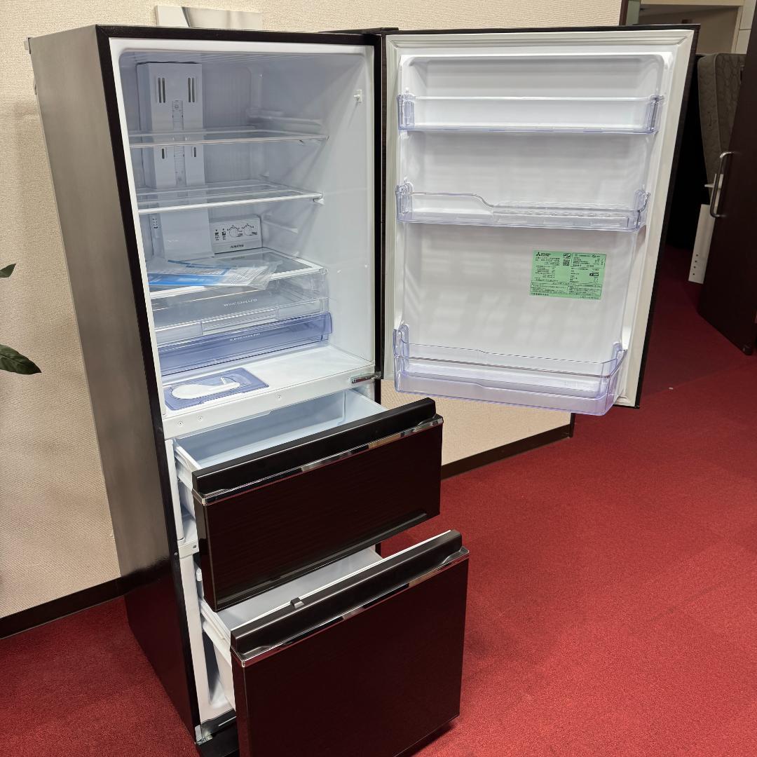 都内23区配送無料　美品三菱3ドア冷蔵庫330L　製氷有2020年製お洒落な茶色