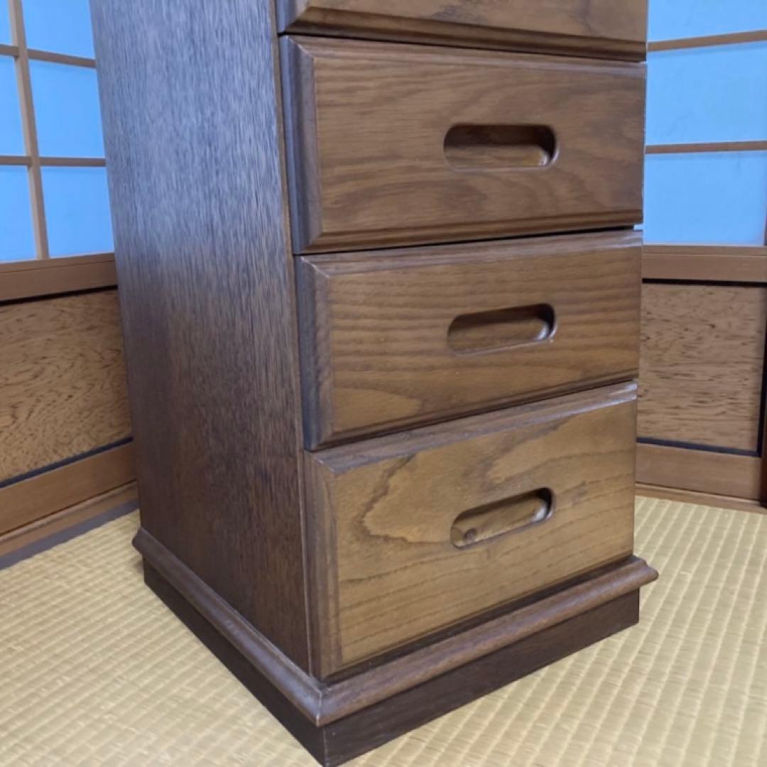 渡部木工 引き出し チェスト 箪笥 スリム 茶 木製 ナラ材 8杯 家具 レトロ