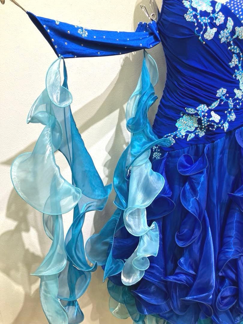 社交ダンス　モダンドレス　スタンダードドレス　ブルー