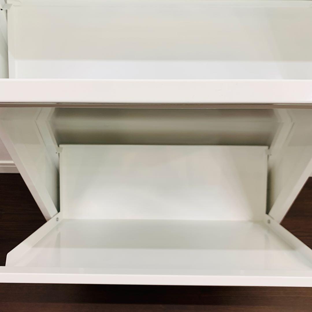 スリムダストボックス　おしゃれ　二段式ホワイトごみ箱 分別用バスケット付き