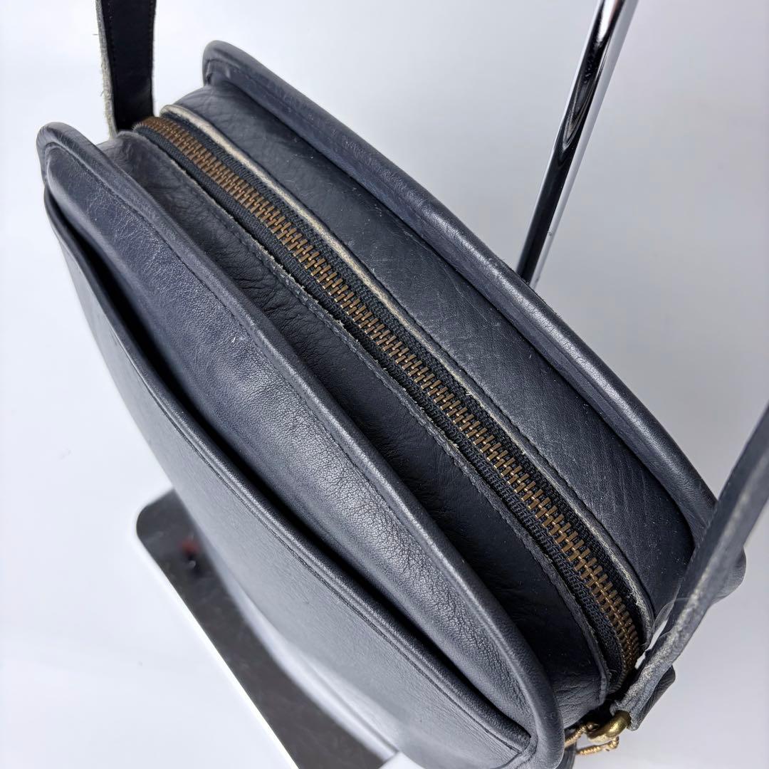 オールドコーチUSA製332 ショルダーバックグラブタンレザー紺