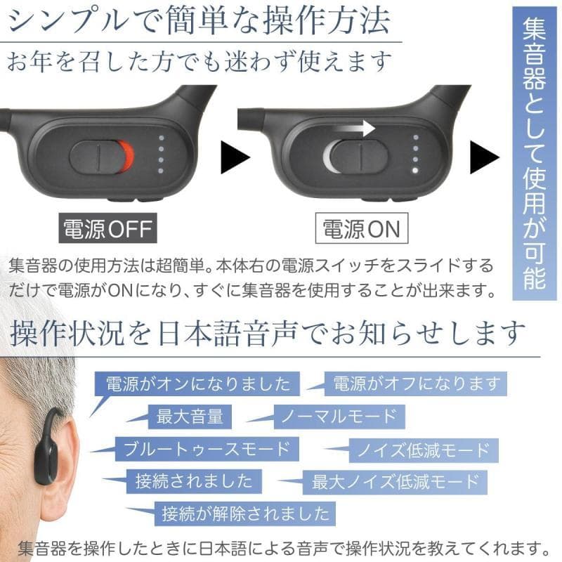 【未開封新品】骨伝導集音器 Bluetooth5.3 ワイヤレス 福耳極