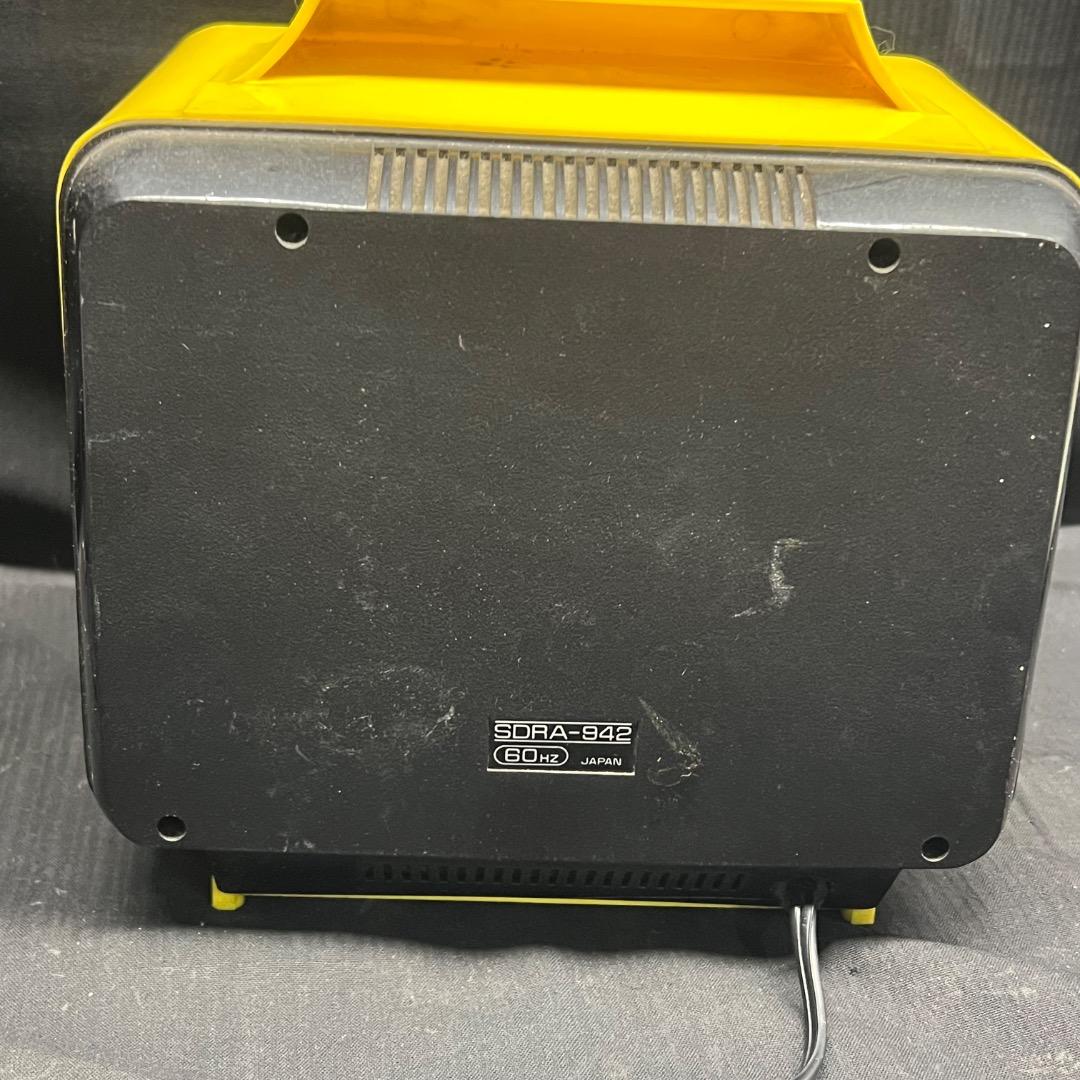 〇Kc左1032 昭和レトロ セイコー ラジオ付 パタパタ時計 イエロー