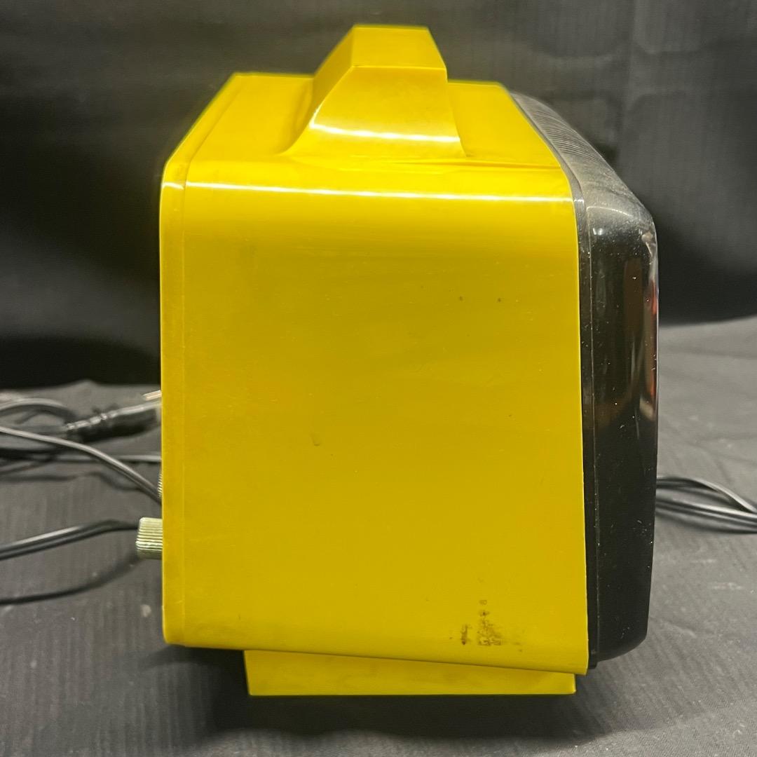 〇Kc左1032 昭和レトロ セイコー ラジオ付 パタパタ時計 イエロー