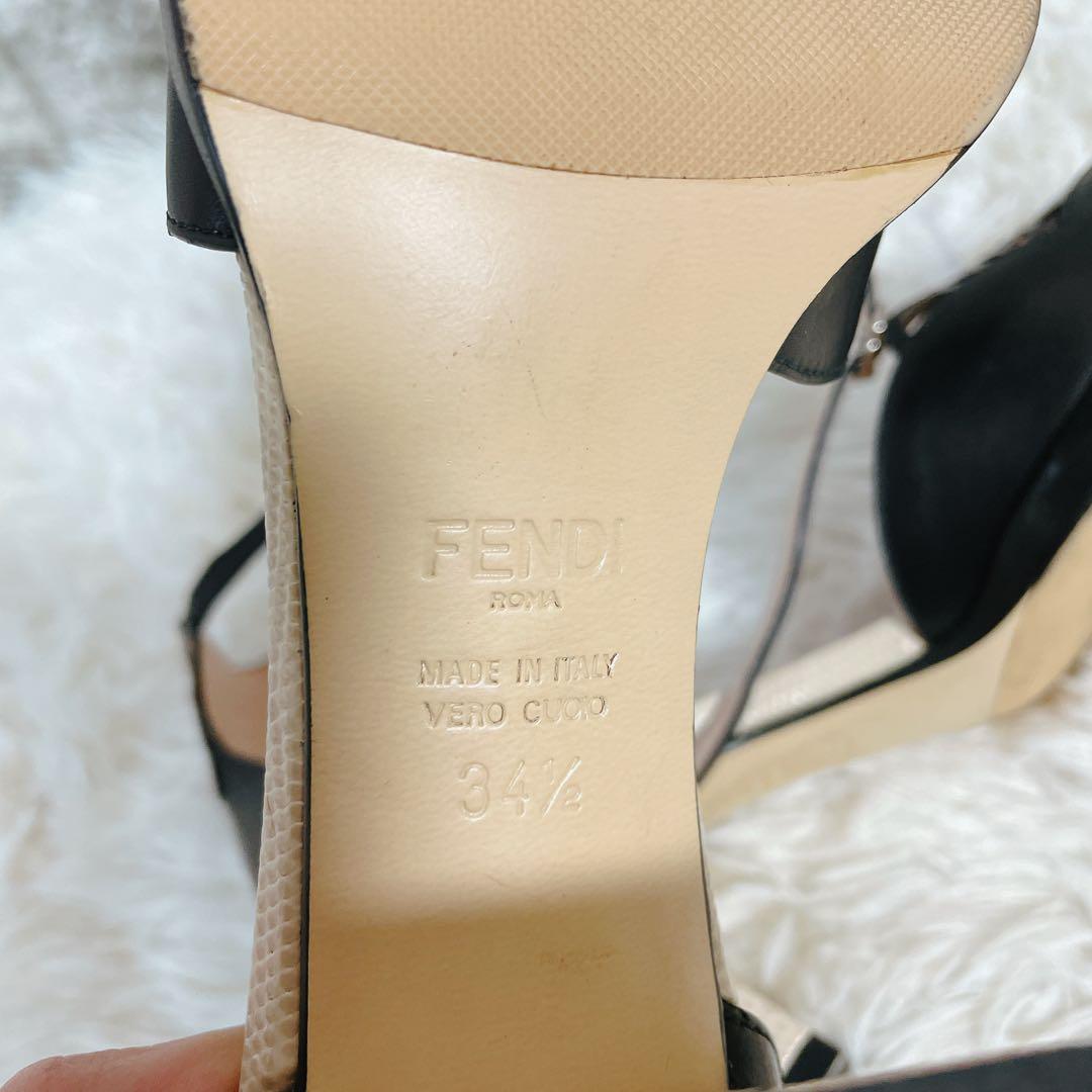 【極美品】FENDIフェンディ　アンクルストラップ　チャンキーヒール　ミュール