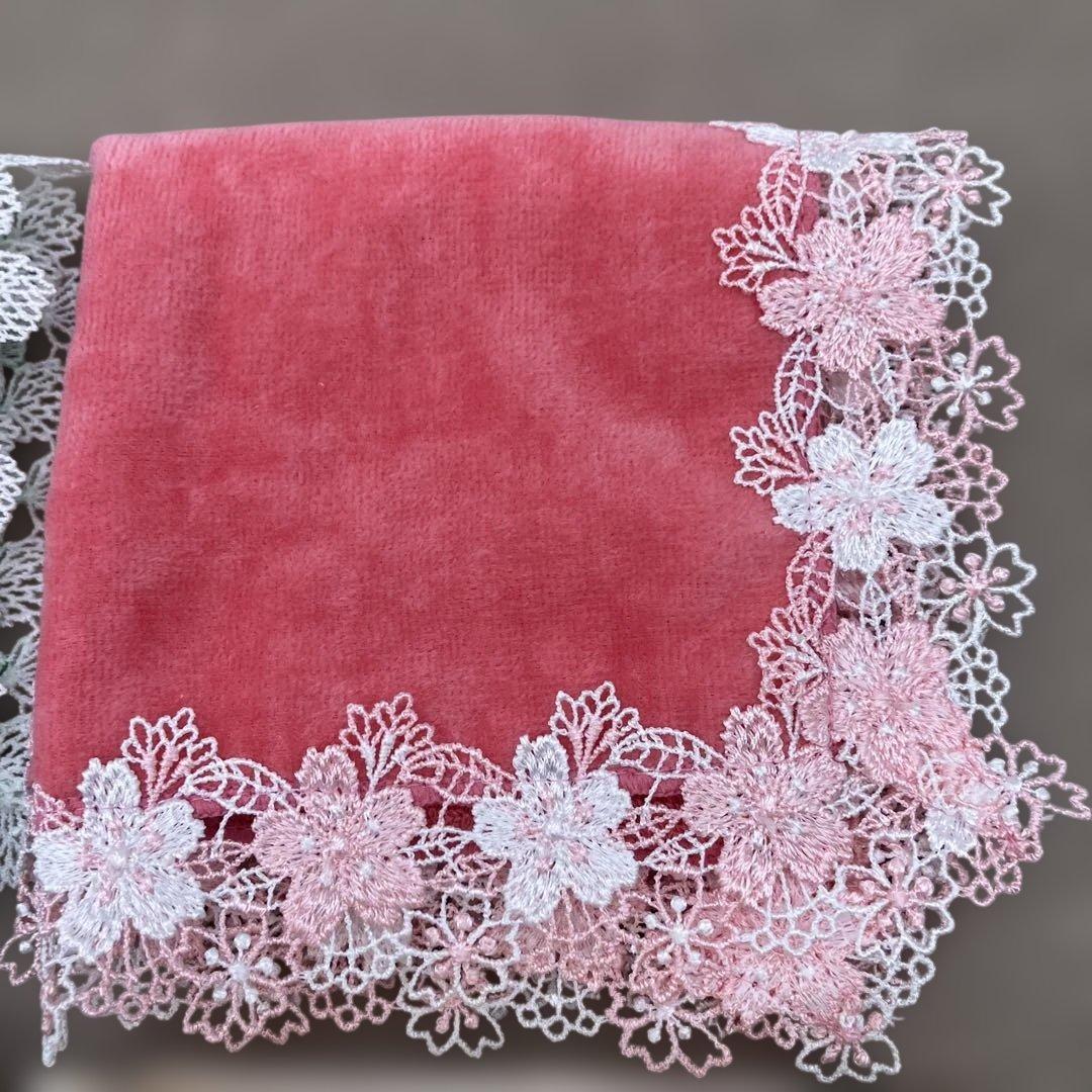 廃盤 近沢レース 桜 タオルハンカチ 春爛漫 さくら ハンカチ　近沢レース店