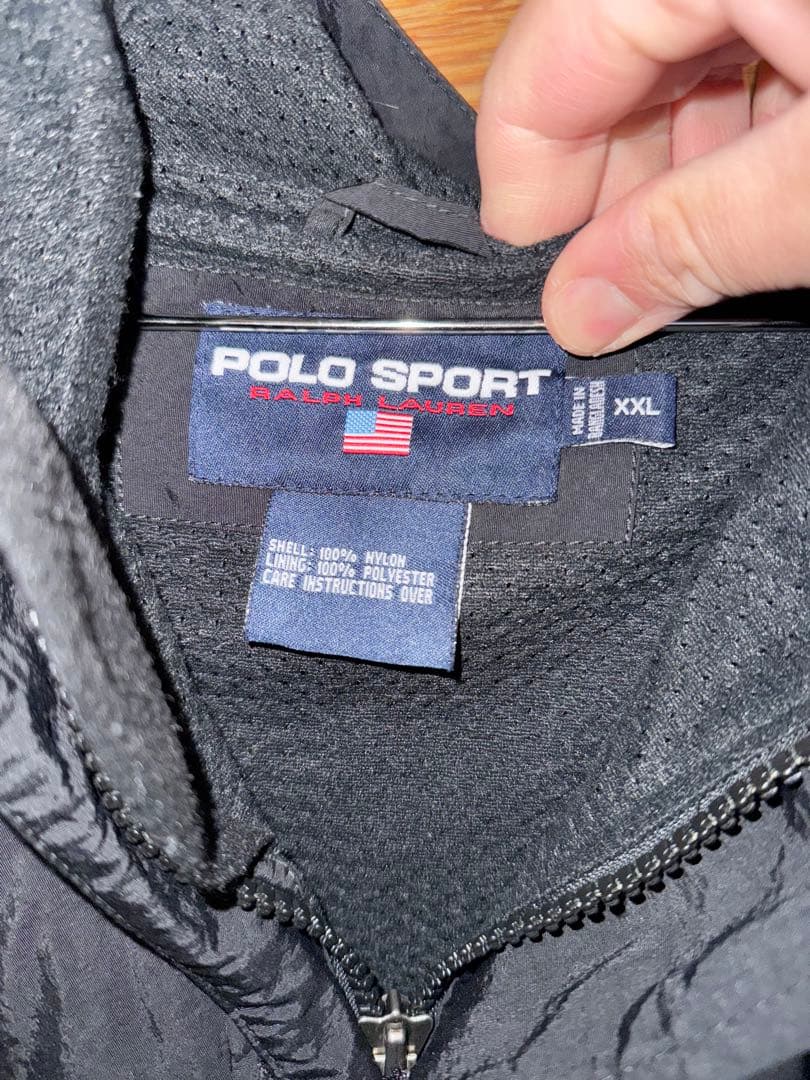 90sPolo Sport ブラック ナイロンジャケット XXL