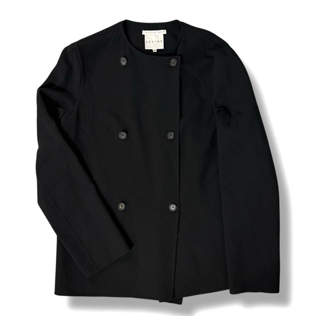 【美品】CELINE ウール ノーカラー ジャケット 38フランス製