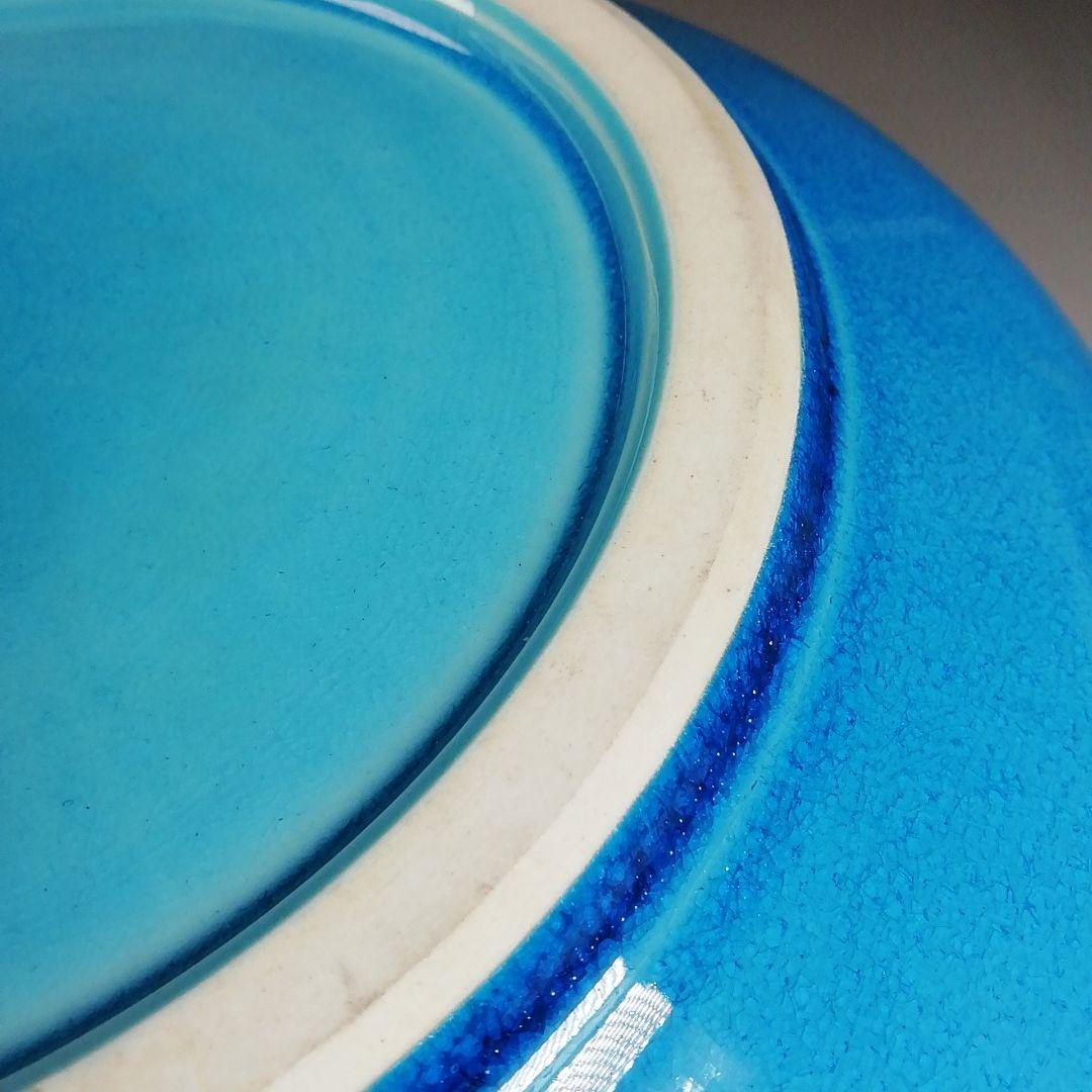 Ｔ９９６　水指　『浅黄交趾　捻梅』『平安　叶松谷 造』　共箱　茶道具