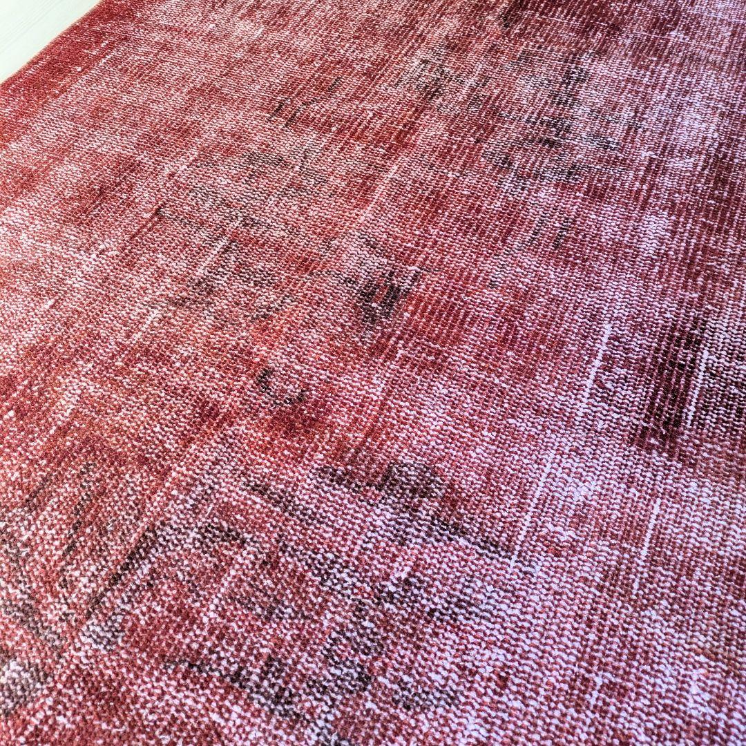 93×207 オーバーダイ深い赤　トルコヴィンテージラグ
