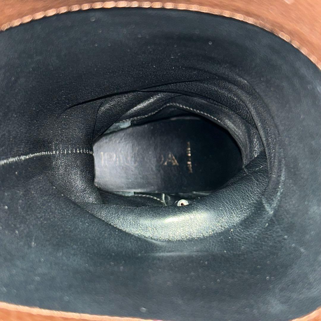 【極美品・箱付】PRADA ロングブーツ 36 ダークブラウン レザー