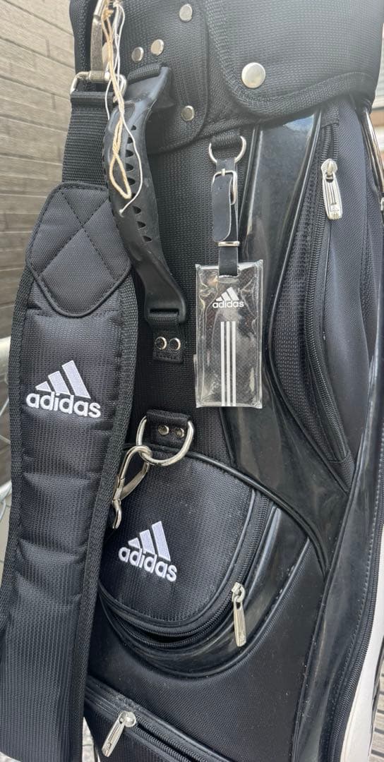 adidas アディダス キャディバッグ ブラック×ホワイト フード付き 4分割