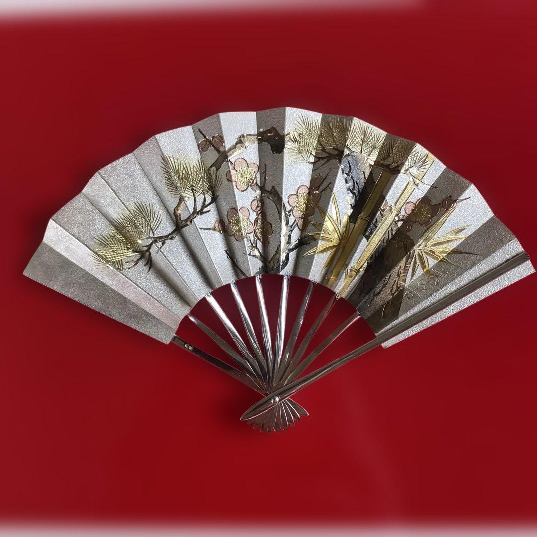武比古作 純銀 扇5号 松竹梅