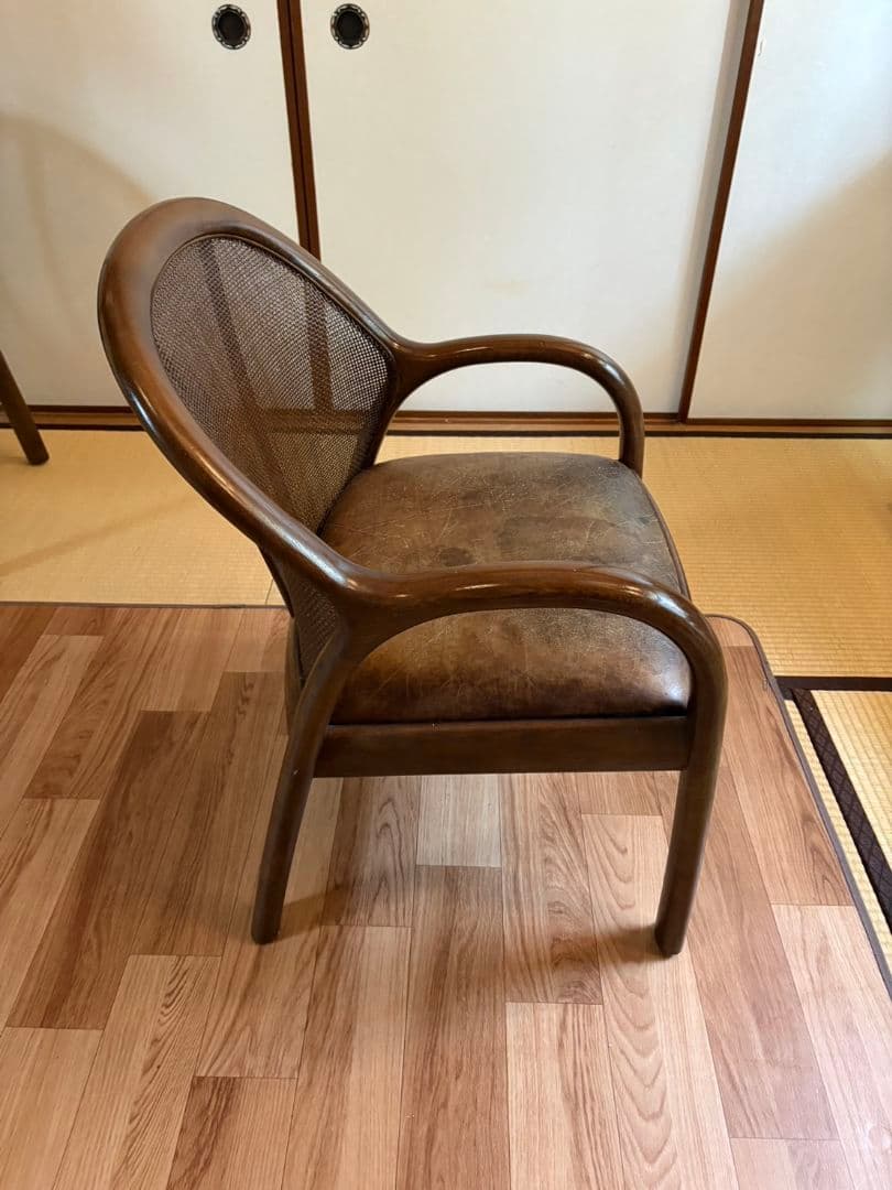 karimoku カリモク 籐 ラタン 木製 ダイニングチェア 昭和レトロ