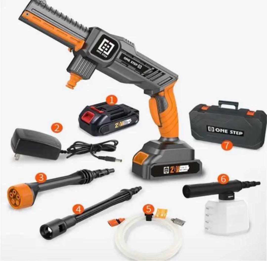 高圧洗浄機 洗車機 充電式リチウムバッテリー 1つの多機能ノズルに付き6つ