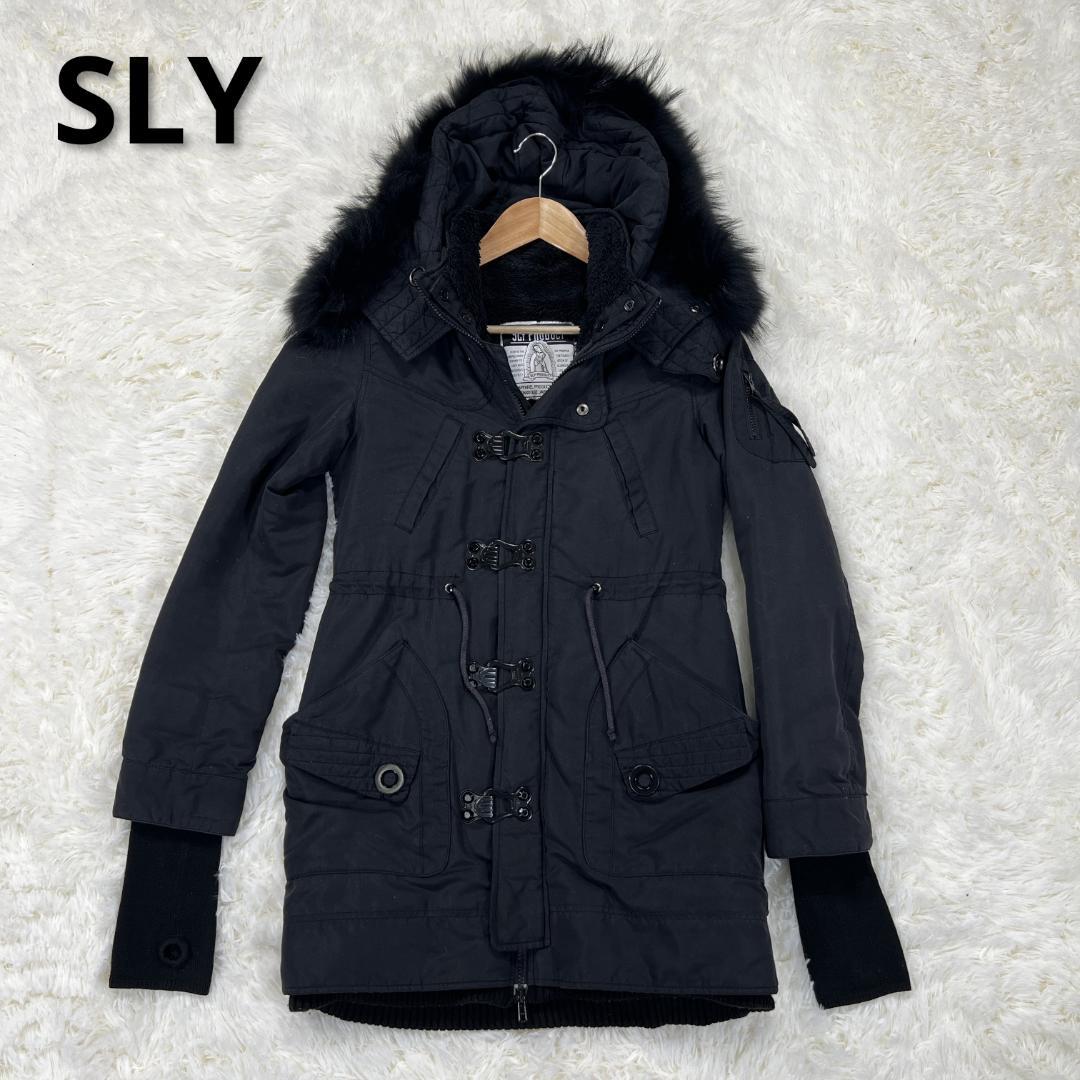 【SLY】黒モッズコート 1 ファーフード 裏ボア 防寒