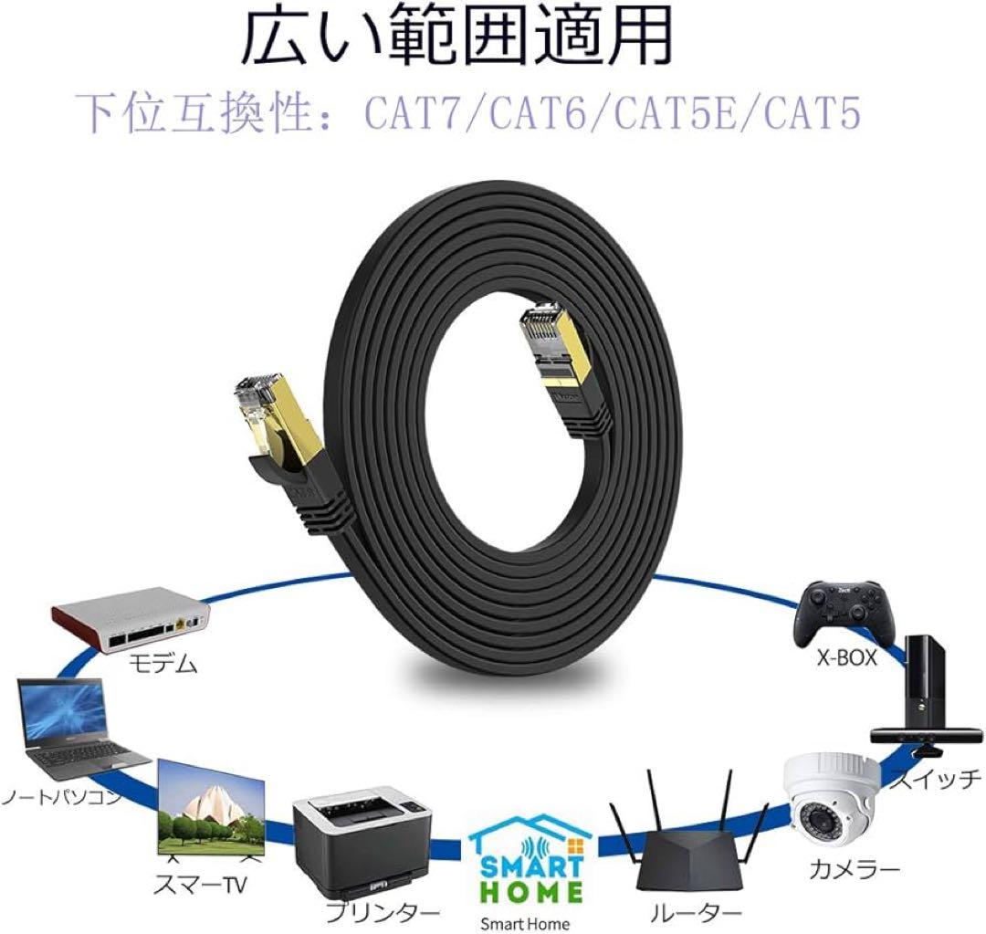 ☘️LANケーブル　CAT8 フラット　30m 爪折れ防止　超高速　黒　パソコン