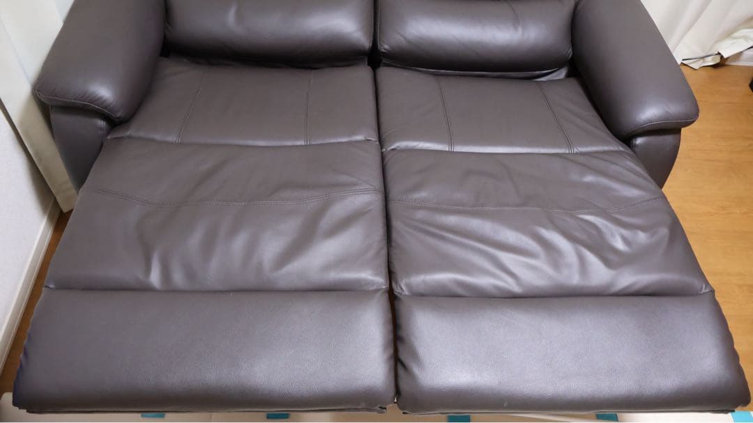 【美品】2人掛け電動リクライニングソファ　Nビリーバ　ダークブラウン　革