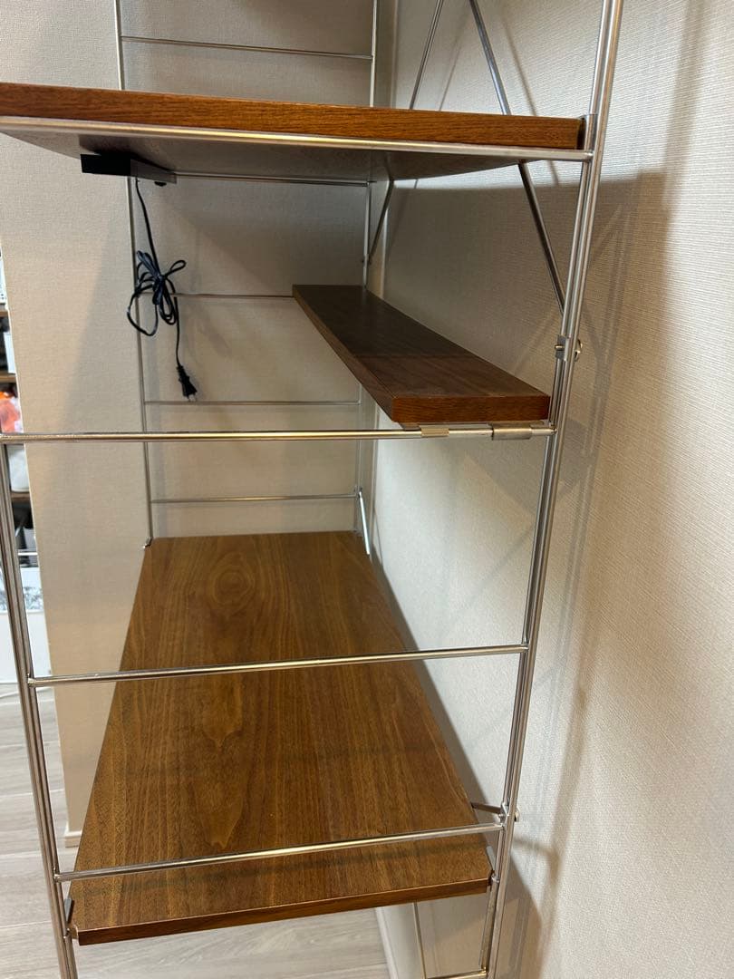 無印良品　ステンレスユニットシェルフ　ラック　照明付きデスク　ウォールナット材