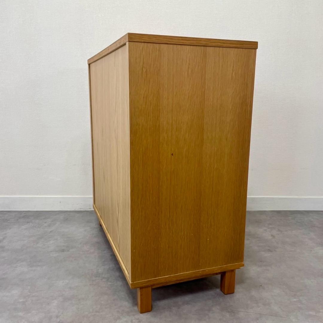 廃盤 無印良品 木製キャビネット ガラス扉 オーク材 脚付き 収納