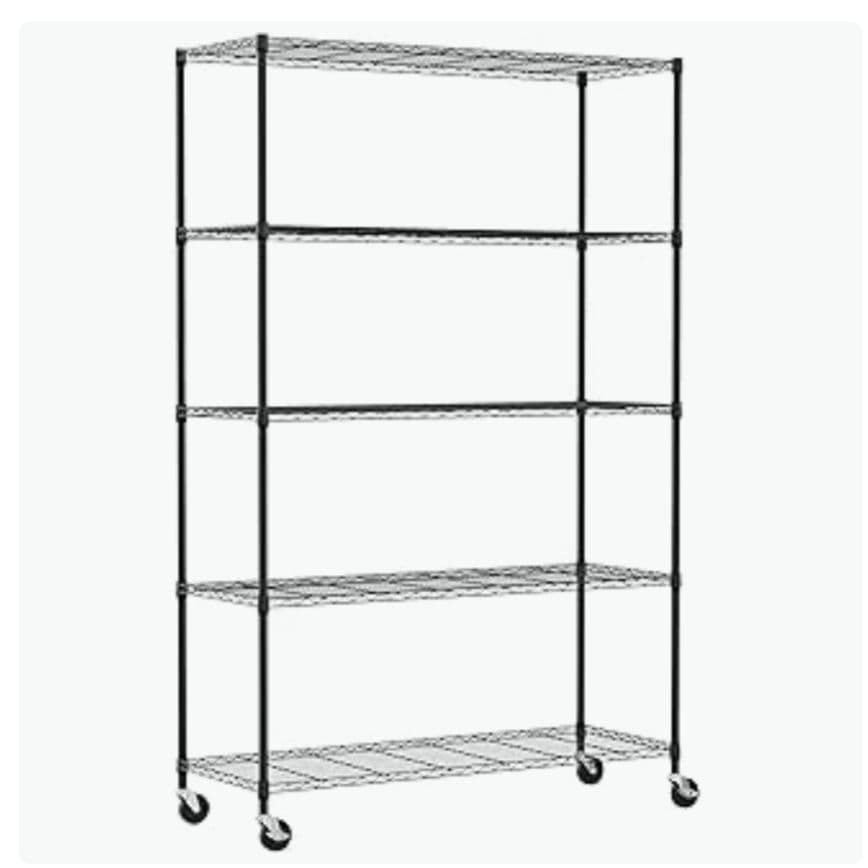 スチールラック 5段 キャスター付 収納棚 頑丈 ワイヤーシェルフ メタルラック