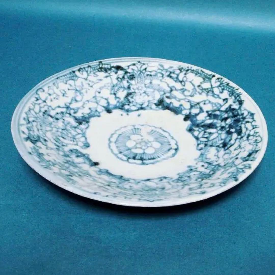 185『中国美術 花唐草 皿』　/骨董品 古美術 古玩 アンティーク