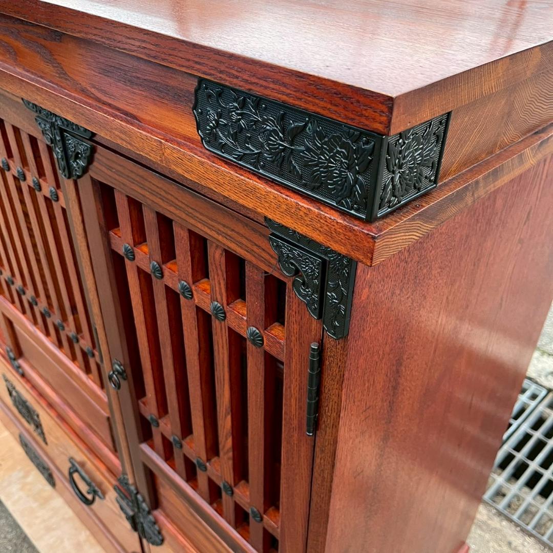 古民家 家具 水屋箪笥 民芸箪笥 木製 収納棚 時代家具 A0850