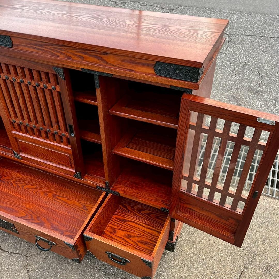 古民家 家具 水屋箪笥 民芸箪笥 木製 収納棚 時代家具 A0850