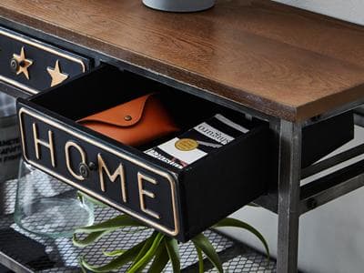 キャスター付   作業台 アイアン コンソールテーブル 幅115 高さ85cm