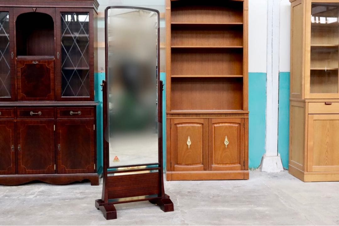 GMIH117○スタンドミラー 全身鏡 ミラー 姿見 鏡 木製フレーム レトロ