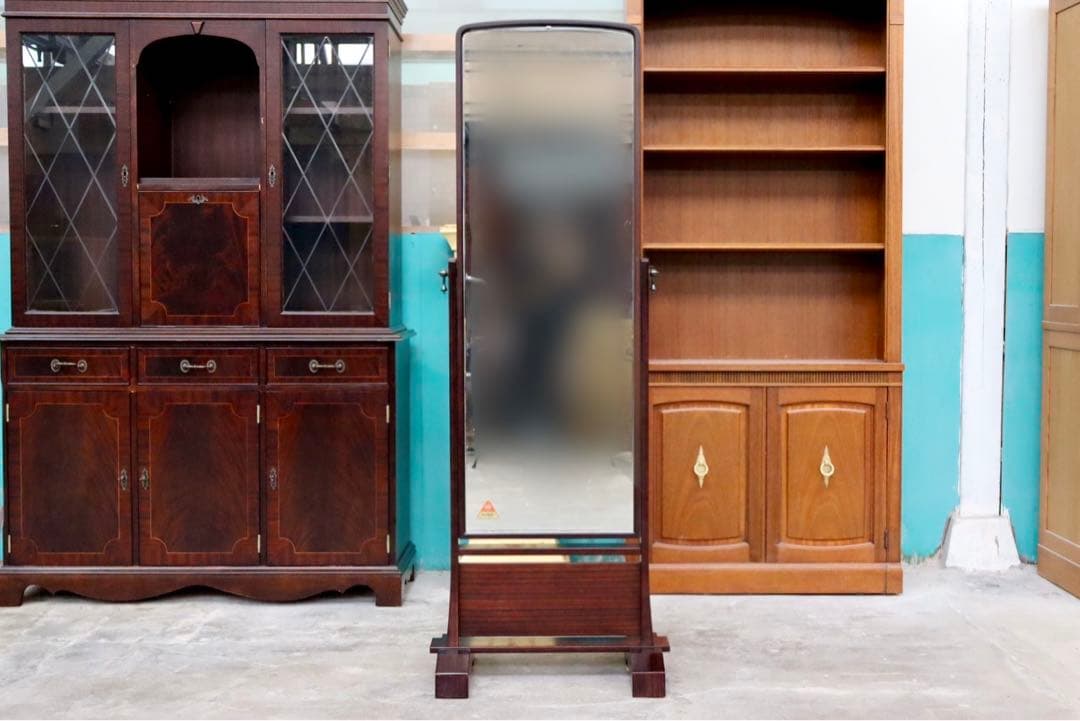 GMIH117○スタンドミラー 全身鏡 ミラー 姿見 鏡 木製フレーム レトロ