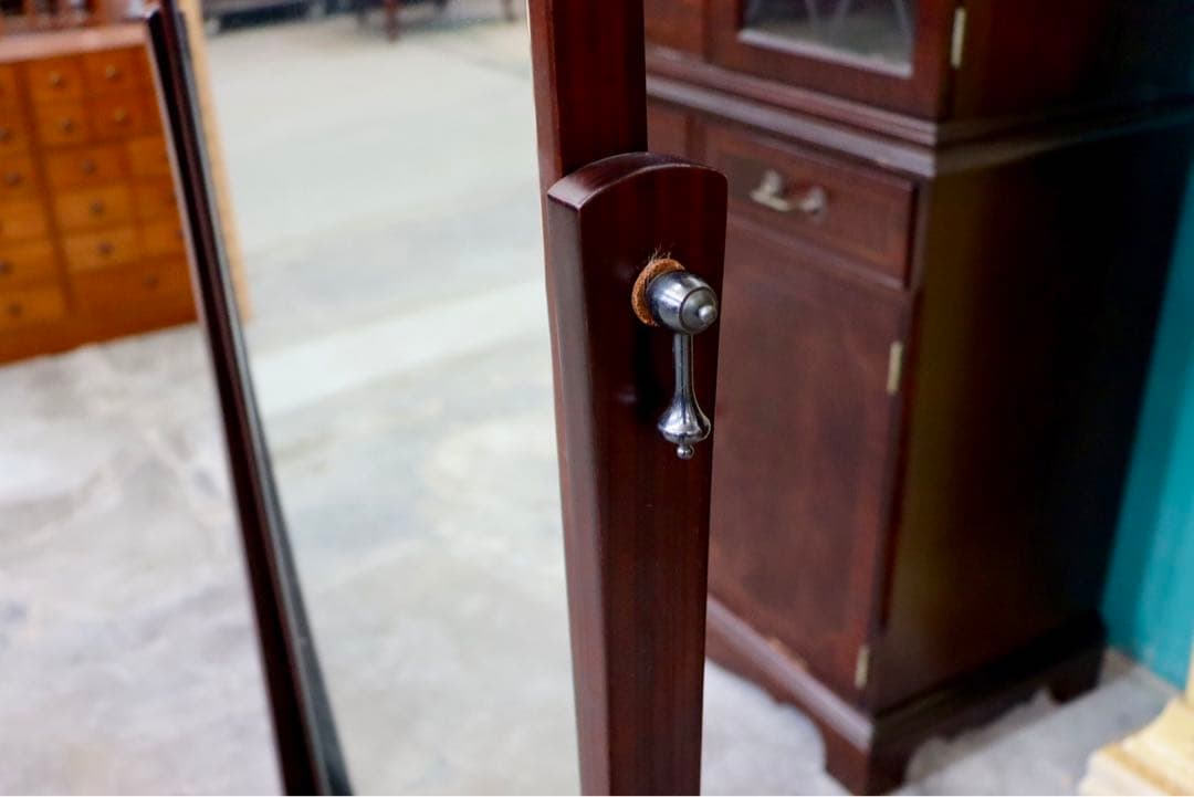 GMIH117○スタンドミラー 全身鏡 ミラー 姿見 鏡 木製フレーム レトロ