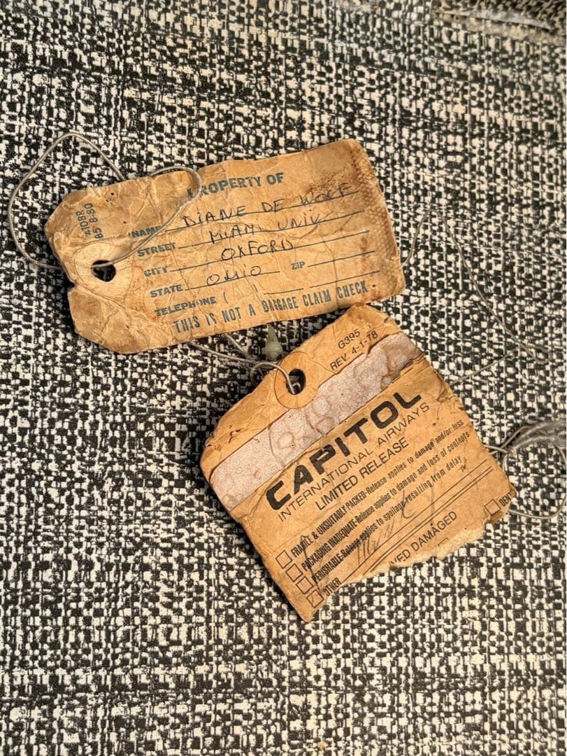 1950-60s アメリカ製 大型スチーマートランク 実使用タグ付　鍵付き