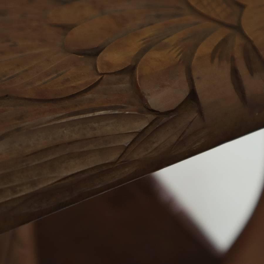 伝統工芸 日光彫 花文 サイドテーブル 花台 幅60cm 棚板付き