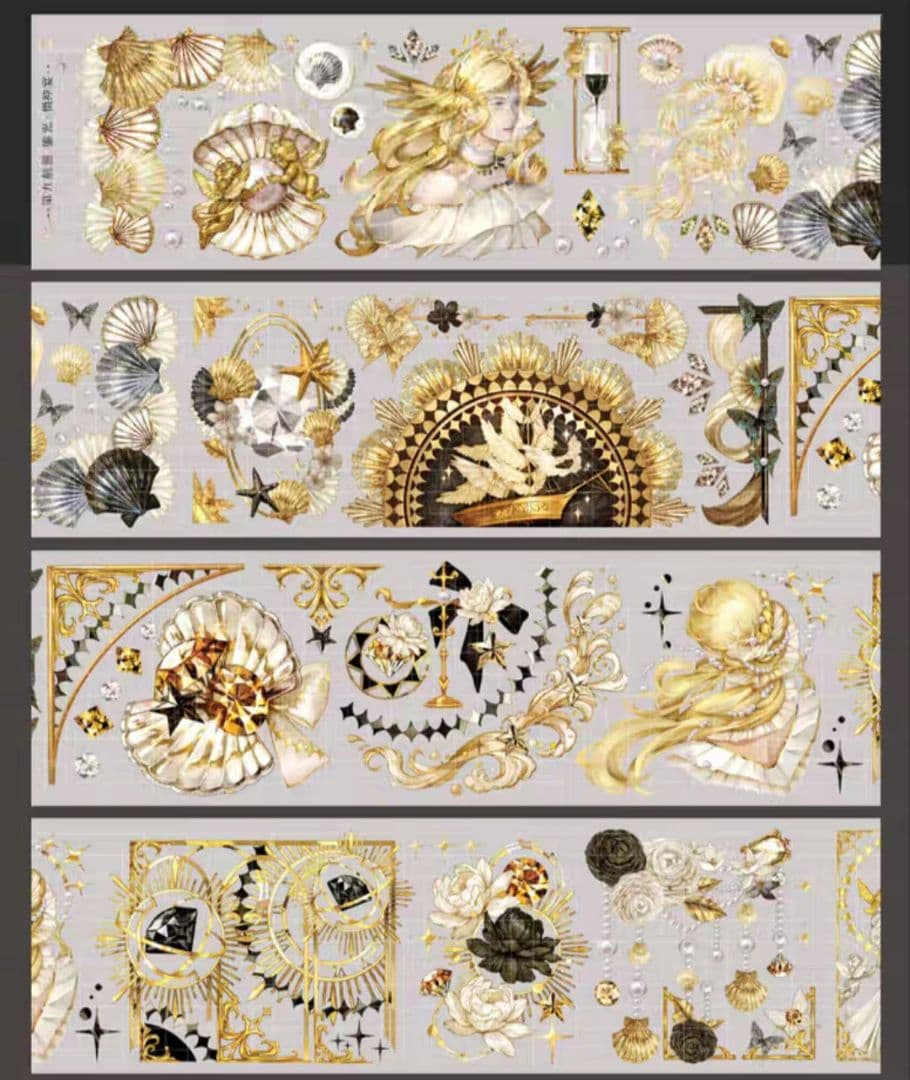 巻売 540★ 海外 マスキングテープ マステ PET 装飾 花 人物 贝壳光