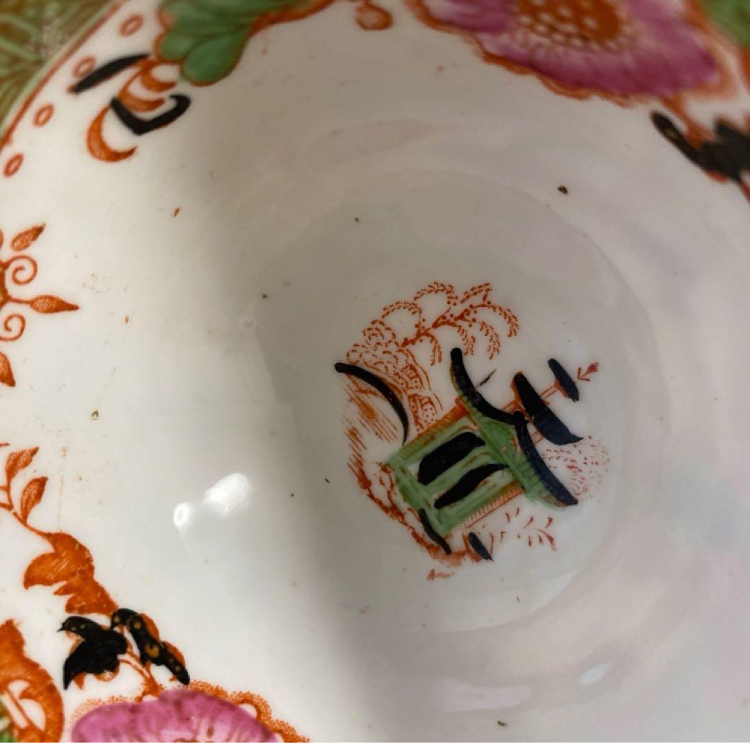 英国窯初期のアンティーク　カップ　ソーサー　プレート　シノワズリ c1880