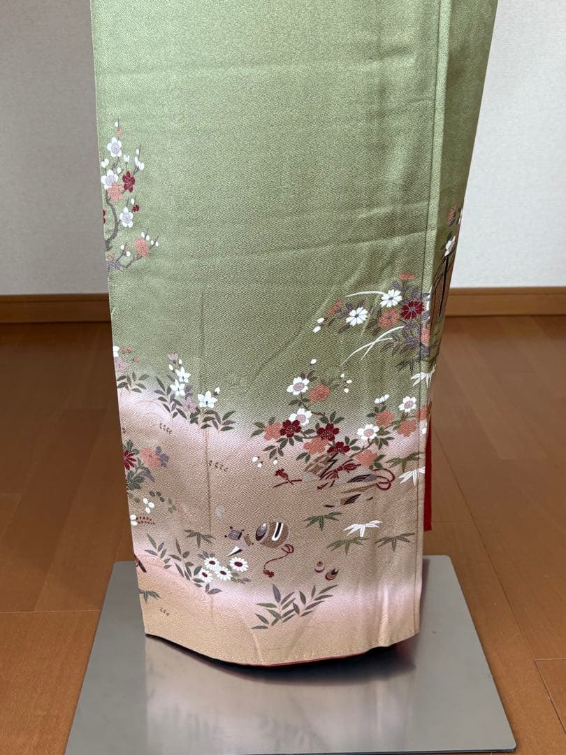 新春特別価格❗️3000円引き♦️4点フルセット　正絹訪問着　袋帯　帯揚げ　帯締め