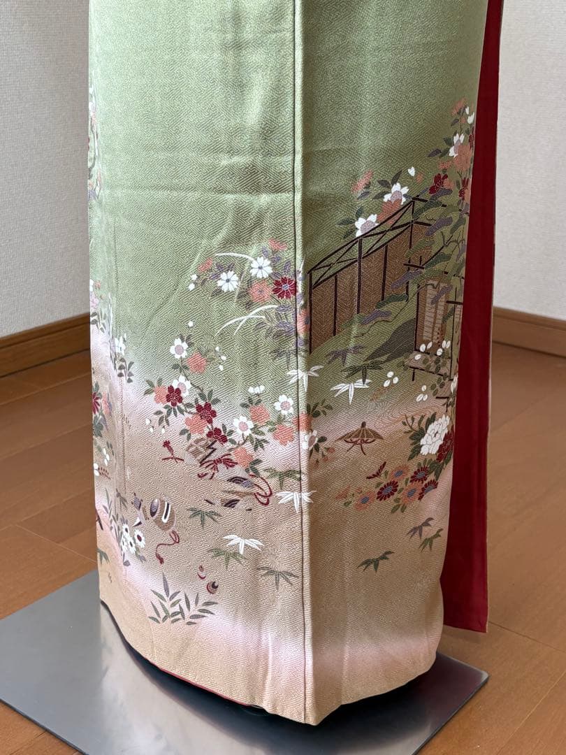 新春特別価格❗️3000円引き♦️4点フルセット　正絹訪問着　袋帯　帯揚げ　帯締め