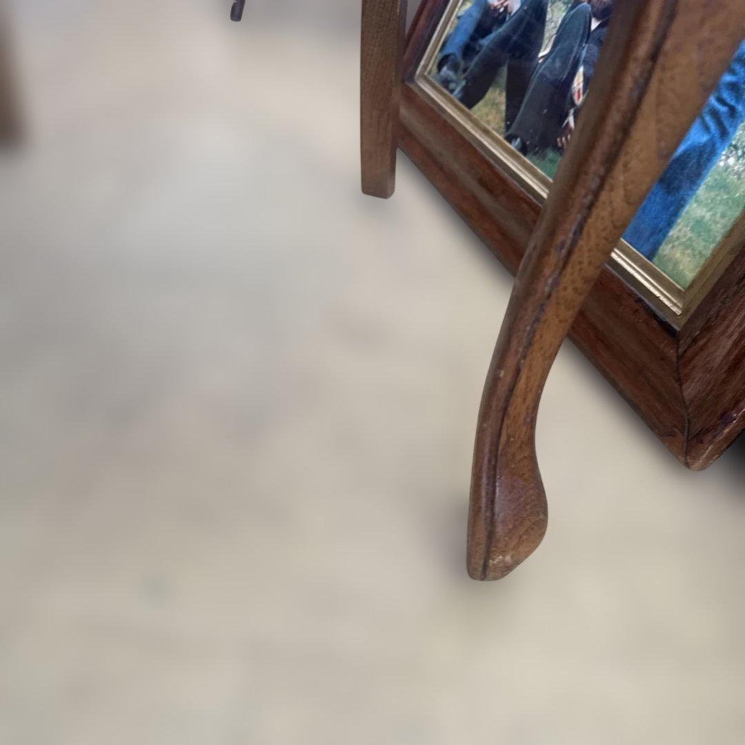 ラタンバック 木製ダイニングチェア　猫脚