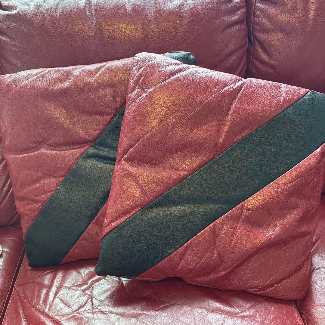 て*む様 NITORIニトリ ロゾ4本革　カウチソファー　カウチ　レッド　4人掛