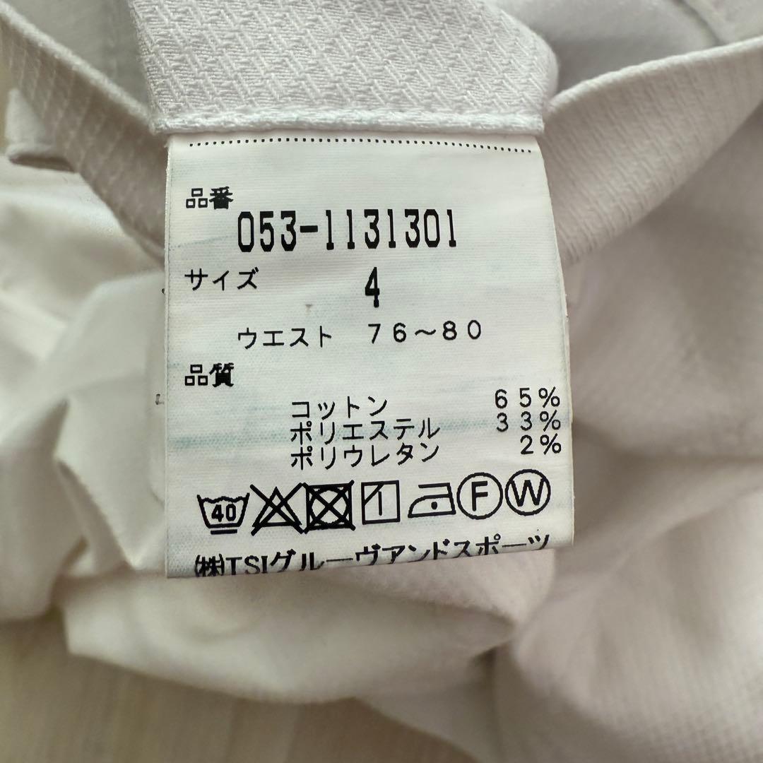 パーリーゲイツ　パンツ　4 M〜L相当　白　ホワイト　ストレッチ素材　ゴルフ