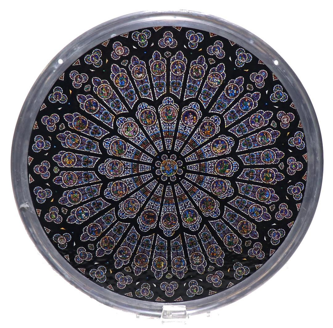 ノートルダム大聖堂 ラージサイズ ヴィンテージ ステンドグラス 北のバラ窓 教会