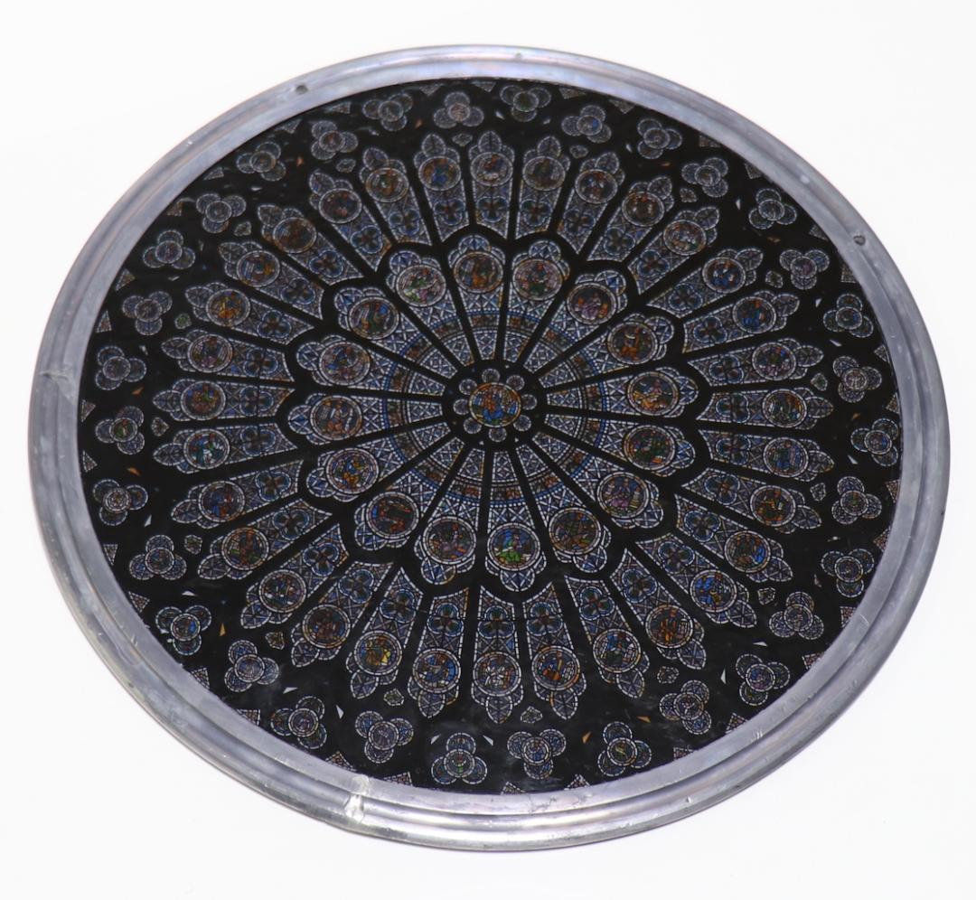 ノートルダム大聖堂 ラージサイズ ヴィンテージ ステンドグラス 北のバラ窓 教会